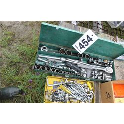 GREEN TOOLBOX C/W SOCKETS, RATCHET, ALLEN KEYS, ETC