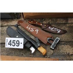 4 HUNTING KNIVES & SHEATHS