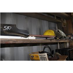 LIGHTS, HARD HAT, SKIDOO PARTS, STEEL, ETC (CONTENTS OF SHELF)