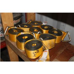 APPROX. 9 YELLOW CANVAS STRAPS/TOW ROPES (ALL FOR ONE MONEY)