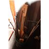 Image 1 : PAIL WITH LUMBER, FISHING RODS, APPLIANCE MOVERS, CLAMPS, ETC