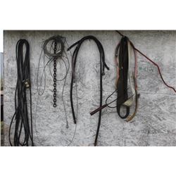 QUANTITY OF EXTENSION CORDS, CHAIN, WIRE, ETC