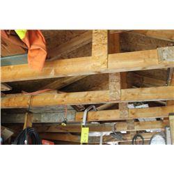 CONTENTS IN RAFTERS OF SHED INCLUDING METAL FRAME, EXTENSION CORDS, ETC