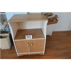 ROLLING WHITE/BROWN MICROWAVE STAND