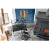 Image 1 : BLACK LOG HOLDER & FIREPLACE TOOLS SET