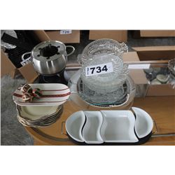 UKRAINIAN PLATE, PYSANKA EGGS, GERMAN SIDE PALTES, FONDUE POT, SERVING PLATES, ETC