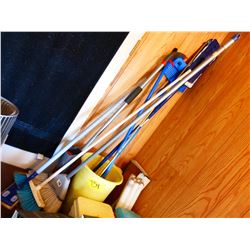 MOPS, BROOMS, PAILS, FLUORESCENT LIGHT BULBS, ETC
