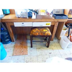 BUTCHER BLOCK WORK TABLE & STOOL