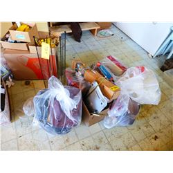 CHRISTMAS DECORATIONS, CD RACK, ETC