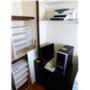 Image 1 : WHITE SHELVING UNITS, PRINTER, COMPUTER MONITOR, CPU, KEYBOARD, ETC