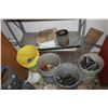 Image 1 : 4 PAILS OF PARTS, HARDWARE, METAL SHELF, RED TOOLBOX, TOOLS, ETC