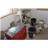 Image 3 : 4 PAILS OF PARTS, HARDWARE, METAL SHELF, RED TOOLBOX, TOOLS, ETC