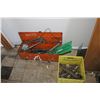 Image 5 : 4 PAILS OF PARTS, HARDWARE, METAL SHELF, RED TOOLBOX, TOOLS, ETC