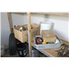 Image 6 : 4 PAILS OF PARTS, HARDWARE, METAL SHELF, RED TOOLBOX, TOOLS, ETC