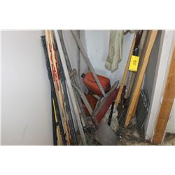 BROOMS, LUMBER, GERRY CANS, ETC