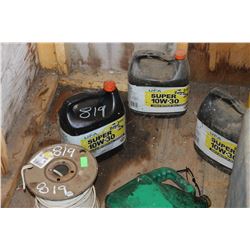 3 JUGS OF 10W30 OIL & ROLL OF WIRE