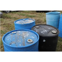 3 CLOSED PLASTIC BARRELS