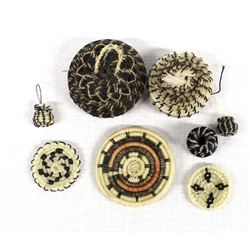 8 Miniature & Micro Mini Tohono O'odham Baskets