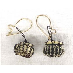 Native American Navajo Horse Hair Basket Earrings