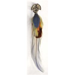 Native American Sterling & Feather Hat Pin