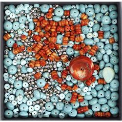 Turquoise, Coral, and Silver Beads
