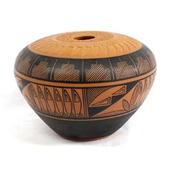 Ute Mountain Carved Pottery Seed Jar by I. Wing