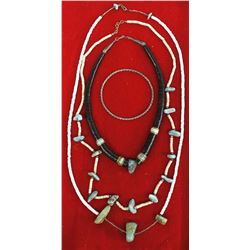 3 Native American Necklaces and 1 Bangle Bracelet