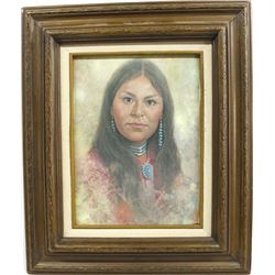 1975 Navajo Framed Print ''Hannah'', Jimmy Abeita
