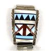 Image 2 : Native American Navajo Sterling Inlay Watch Band