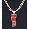 Image 2 : Navajo Sterling Channel Inlay Pendant Necklace