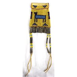 Antique Plains-Plateau Beaded Hide Bag
