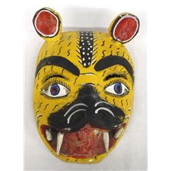Vintage Mexican Carved Wood Jaguar Mask