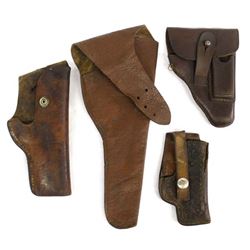 4 Vintage Antique Leather Holsters