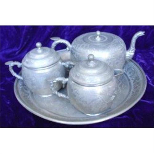 Chinese Pewter Kuthing Swatow Dragon Tea Set 1034585