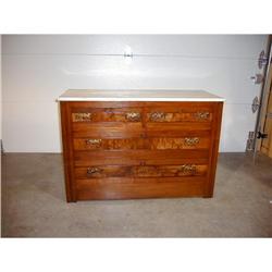 ANTIQUE MARBLE TOP OAK CHEST #1043974