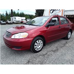 J3 --  2004 TOYOTA COROLLA CE , Red , 237273  KM's