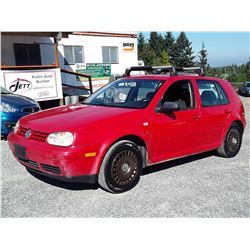A12B --  2003 VW GOLF CL , Red , 242517  KM's "NO RESERVE"