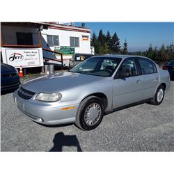 A12C --  2002 CHEVROLET MALIBU, SILVER, 227,459 KM'S "NO RESERVE"