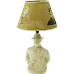 Dick Tracy Figural Ceramic Lamp, Unpainted With Shade 