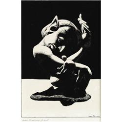 Hannes Bok - "Man Climbing Giant" Original Art 1939 