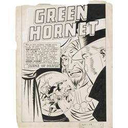 Jerry Robinson Green Hornet Comics #26 Splash Page Art 