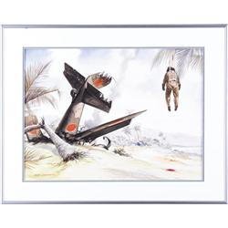 Alex Schomburg - Downed Japanese Zero Painting 