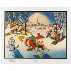 Carl Barks - "Snow Fun" Gold Plate Edition Lithograph 