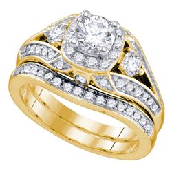 1 & 1/2 CTW Round Diamond Bridal Wedding Engagement Ring 14kt Yellow Gold - REF-275F9M