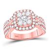Image 1 : 2 CTW Round Diamond Cluster Bridal Wedding Engagement Ring 14kt Rose Gold - REF-147K5R