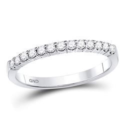 1/4 CTW Round Diamond Machine-set Wedding Ring 14kt White Gold - REF-30K3R