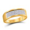 Image 1 : 1/4 CTW Mens Round Diamond Wedding Ring 10kt Yellow Gold - REF-27M5A