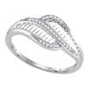 Image 1 : 1/12 CTW Round Diamond Bypass Fashion Ring 10kt White Gold - REF-10W8F