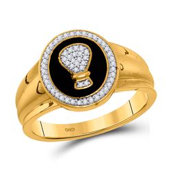 1/6 CTW Mens Round Diamond Money Bag Bank Fashion Ring 10kt Yellow Gold - REF-26K3R