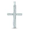 Image 1 : 1/6 CTW Round Diamond Textured Cross Faith Pendant 10kt White Gold - REF-15F5M